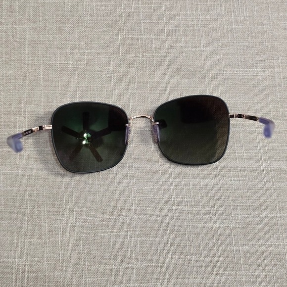 Krewe Sabine Sunglasses Black Rose Gold Square Metal Frames Grey Gradient‎ Lens
